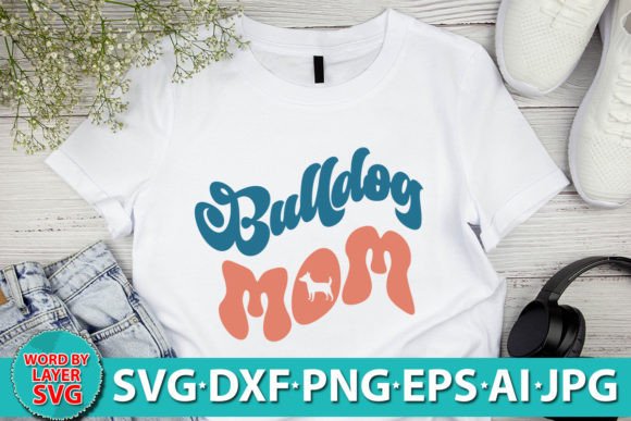 Bulldog Mom Retro SVG: Graphics for Crafts
